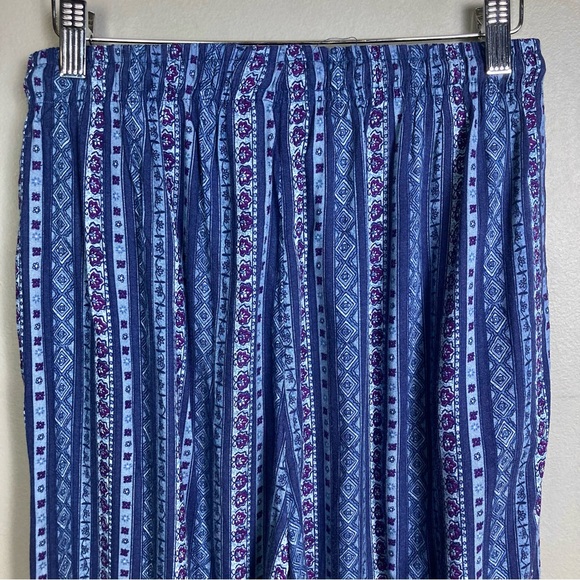 Vintage baja pajama pants medium patterned indigo loose fit lagenlook - Picture 5 of 11